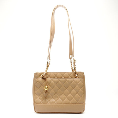 CHANEL No. 2 1991-1994 鱼子酱马特拉塞手提包链条单肩包米色 WS24865