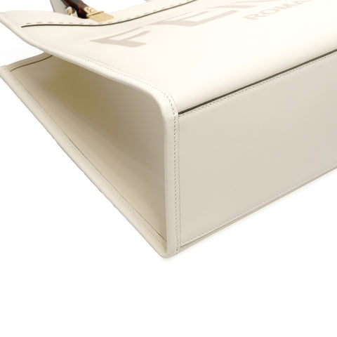 FENDI Sunshine Tote 皮革中号手提包白色 WS24867