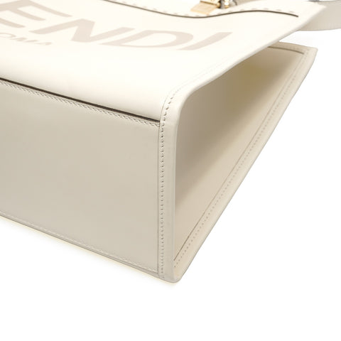 FENDI Sunshine Tote 皮革中号手提包白色 WS24867