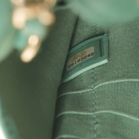 CHANEL 2019 斜纹软呢 PVC 手拿包手机壳，28 号单肩包绿色 WS24868