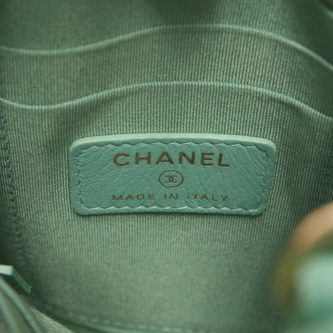 CHANEL 2019 斜纹软呢 PVC 手拿包手机壳，28 号单肩包绿色 WS24868