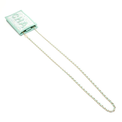 CHANEL 2019 斜纹软呢 PVC 手拿包手机壳，28 号单肩包绿色 WS24868