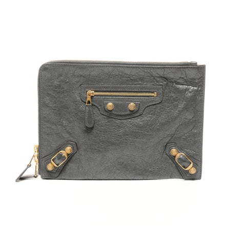 BALENCIAGA Giant Envelope Small Lambskin Clutch bag gray WS24871