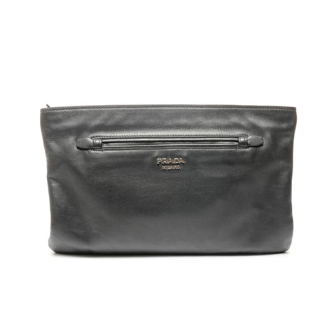 PRADA leather Clutch bag black WS24872