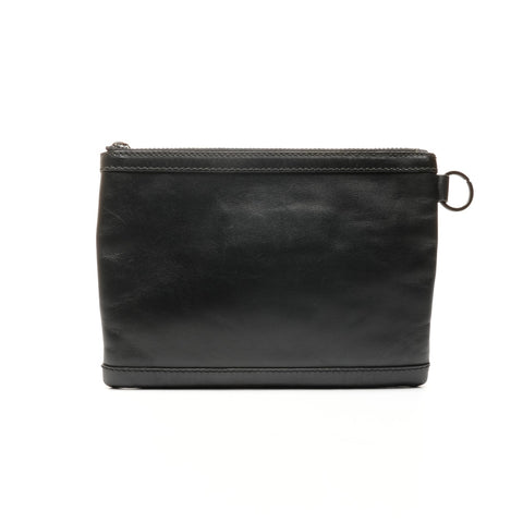 BALENCIAGA 夹扣皮革小号手拿包黑色 WS24873