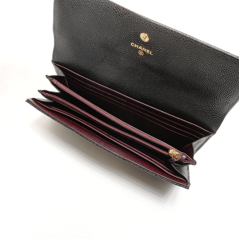 CHANEL No. 21 2015-2016 鱼子酱马特拉塞钱包 黑色 WS24879