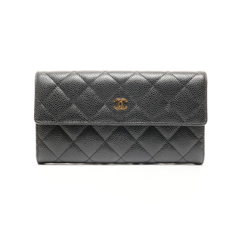 CHANEL No. 21 2015-2016 鱼子酱马特拉塞钱包 黑色 WS24879