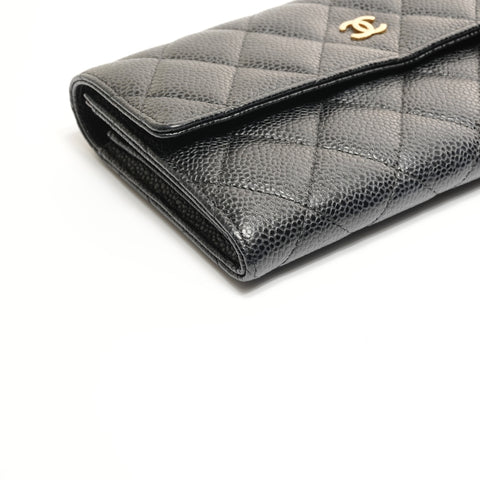 CHANEL No. 21 2015-2016 鱼子酱马特拉塞钱包 黑色 WS24879