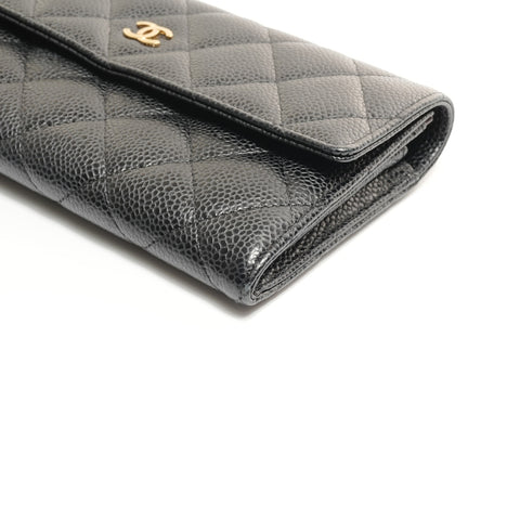 CHANEL No. 21 2015-2016 鱼子酱马特拉塞钱包 黑色 WS24879