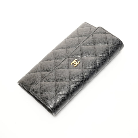 CHANEL No. 21 2015-2016 鱼子酱马特拉塞钱包 黑色 WS24879