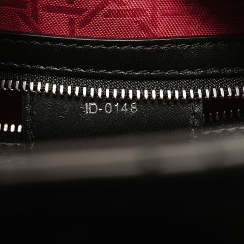 Christian Dior Lady Dior 中号银色金属小羊皮手提包黑色 WS24886