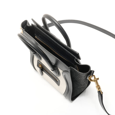 CELINE Nano Luggage 2way 皮革手提包黑白 WS24888
