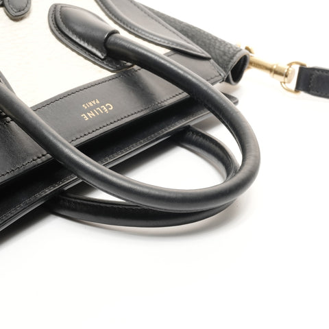 CELINE Nano Luggage 2way 皮革手提包黑白 WS24888