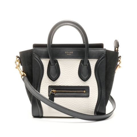 CELINE Nano Luggage 2way 皮革手提包黑白 WS24888