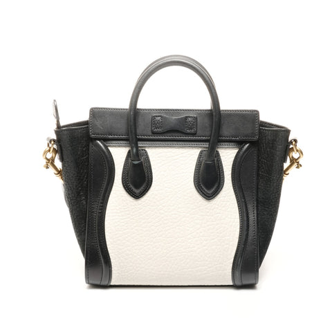 CELINE Nano Luggage 2way 皮革手提包黑白 WS24888