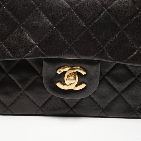 CHANEL No. 2 1991-1994 小羊皮 Matelasse 23 双翻盖单肩包 黑色 WS24892