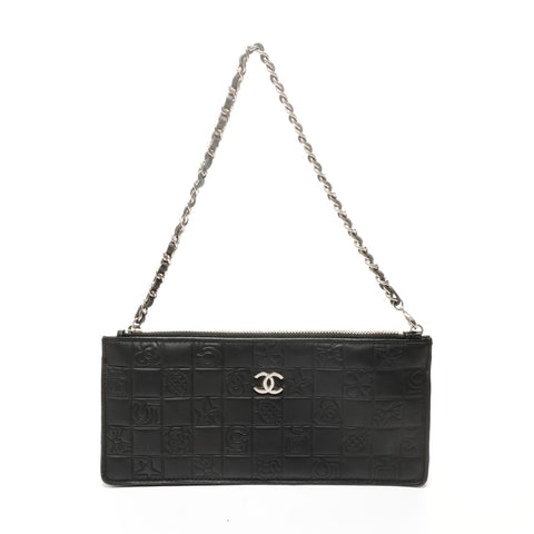 CHANEL 标志图案小羊皮单腰带手提包黑色 WS24896