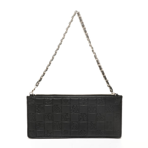 CHANEL 标志图案小羊皮单腰带手提包黑色 WS24896