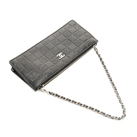 CHANEL 标志图案小羊皮单腰带手提包黑色 WS24896