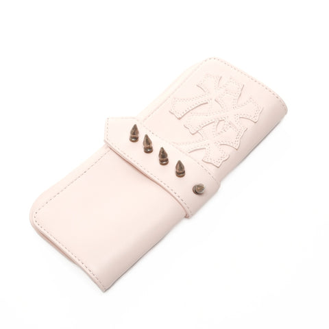 CHROME HEARTS 皮革公墓布补丁尖刺钱包粉色 WS24900