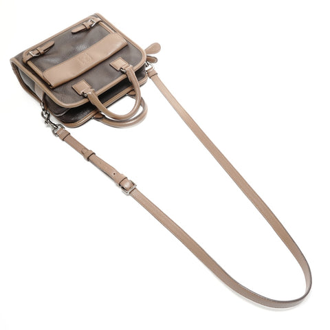 LOEWE 2way 方形手提包，双色 Cruz 单肩包 棕色 WS24904