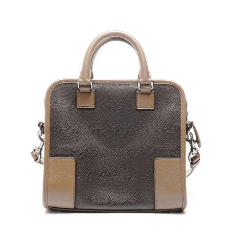 LOEWE 2way 方形手提包，双色 Cruz 单肩包 棕色 WS24904