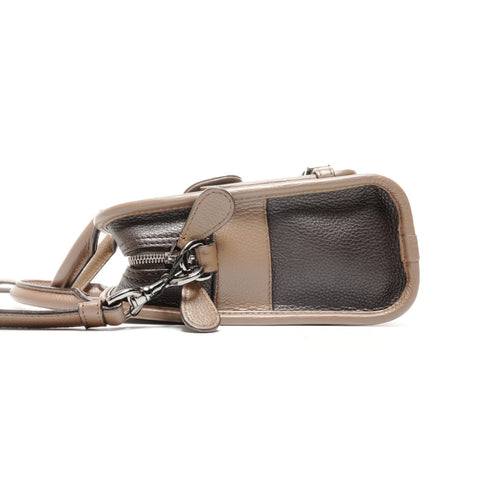 LOEWE 2way 方形手提包，双色 Cruz 单肩包 棕色 WS24904