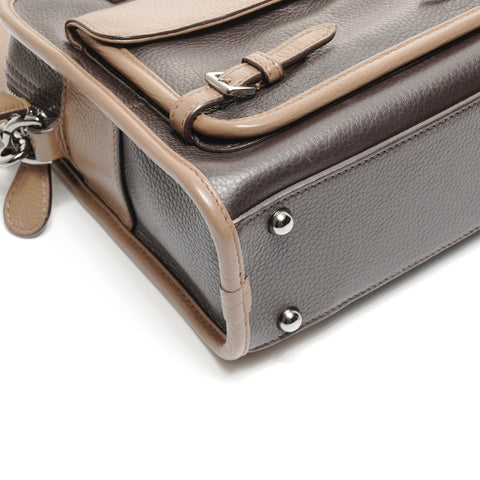 LOEWE 2way 方形手提包，双色 Cruz 单肩包 棕色 WS24904