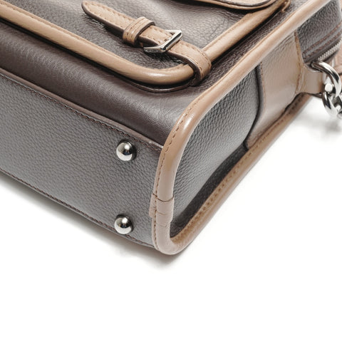 LOEWE 2way 方形手提包，双色 Cruz 单肩包 棕色 WS24904