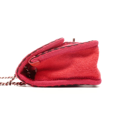 CHANEL 巴黎萨尔茨堡绗缝迷你羊毛翻盖包 单肩包 红色 WS24906