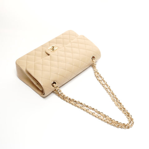 CHANEL No. 11 2006-2008 小羊皮马特拉斯 9.8 英寸双翻盖单肩包米色 WS24907