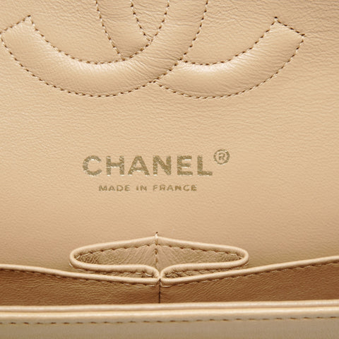 CHANEL No. 11 2006-2008 小羊皮马特拉斯 9.8 英寸双翻盖单肩包米色 WS24907