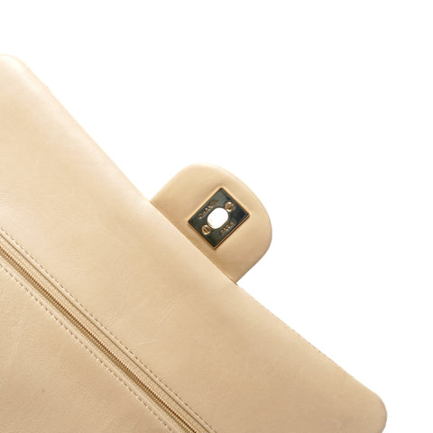 CHANEL No. 11 2006-2008 小羊皮马特拉斯 9.8 英寸双翻盖单肩包米色 WS24907