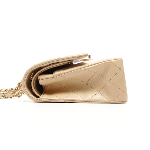 CHANEL No. 11 2006-2008 小羊皮马特拉斯 9.8 英寸双翻盖单肩包米色 WS24907