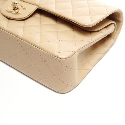 CHANEL No. 11 2006-2008 小羊皮马特拉斯 9.8 英寸双翻盖单肩包米色 WS24907