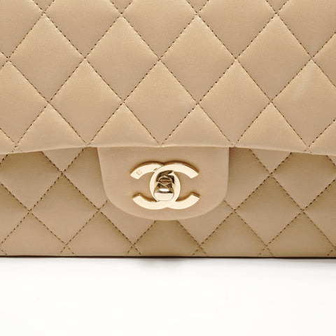 CHANEL No. 11 2006-2008 小羊皮马特拉斯 9.8 英寸双翻盖单肩包米色 WS24907