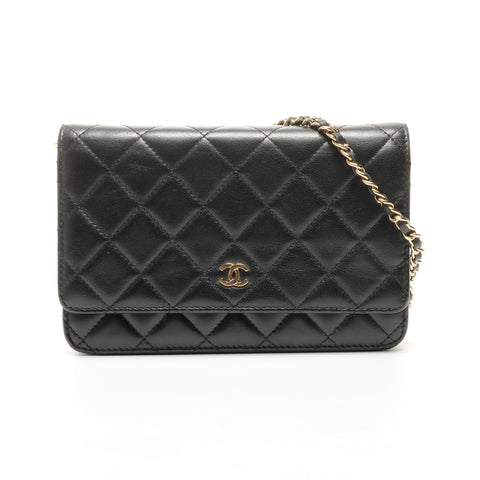 CHANEL 2019小羊皮绗缝链条钱包28号单肩包黑色 WS24908