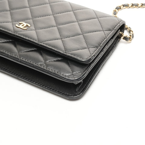 CHANEL 2019小羊皮绗缝链条钱包28号单肩包黑色 WS24908