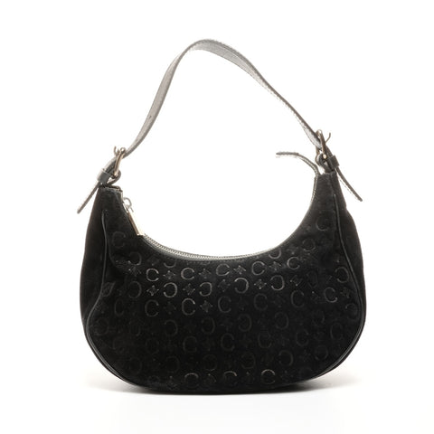 CELINE Wildleder Macadam Hobo One Gürtel Zubehörtasche Umhängetasche schwarz WS24909