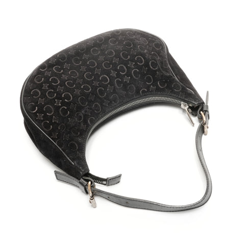 CELINE 绒面革 Macadam Hobo 腰带配饰袋 单肩包 黑色 WS24909