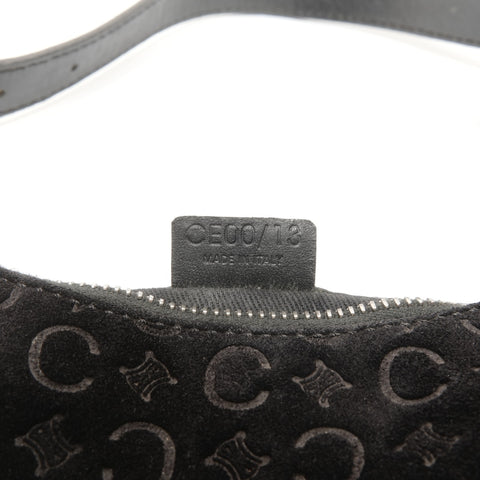 CELINE 绒面革 Macadam Hobo 腰带配饰袋 单肩包 黑色 WS24909
