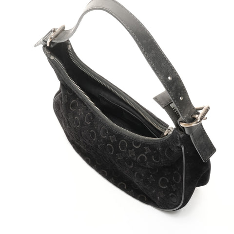 CELINE 绒面革 Macadam Hobo 腰带配饰袋 单肩包 黑色 WS24909