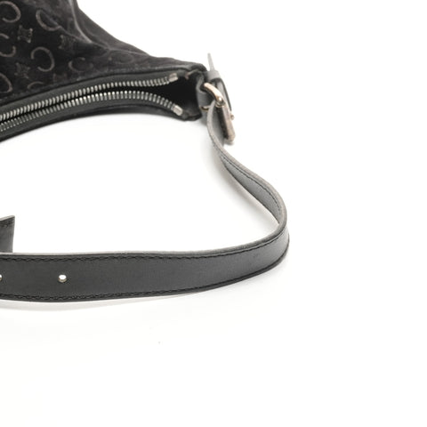 CELINE 绒面革 Macadam Hobo 腰带配饰袋 单肩包 黑色 WS24909