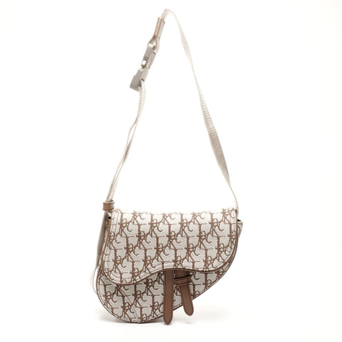 Christian Dior x Travis Scott Oblique Saddlebag Canvas Umhängetasche beige WS24910