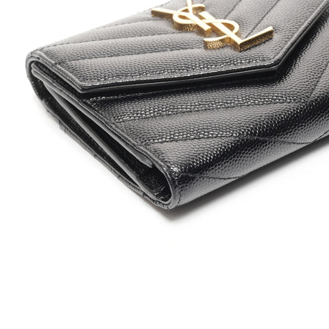 YVES SAINT LAURENT Monogram Multifold 三折钱包黑色 WS24913