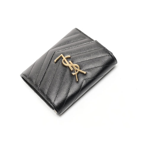 YVES SAINT LAURENT Monogram Multifold 三折钱包黑色 WS24913