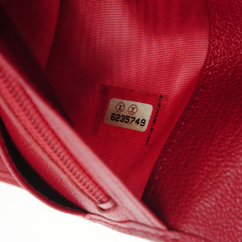 CHANEL No. 6 2000-2002 小牛皮护照套旅行箱 COCO Mark 双折钱包红色 WS24915