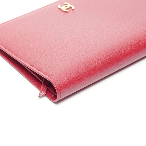 CHANEL No. 6 2000-2002 小牛皮护照套旅行箱 COCO Mark 双折钱包红色 WS24915