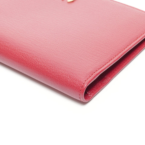 CHANEL No. 6 2000-2002 小牛皮护照套旅行箱 COCO Mark 双折钱包红色 WS24915