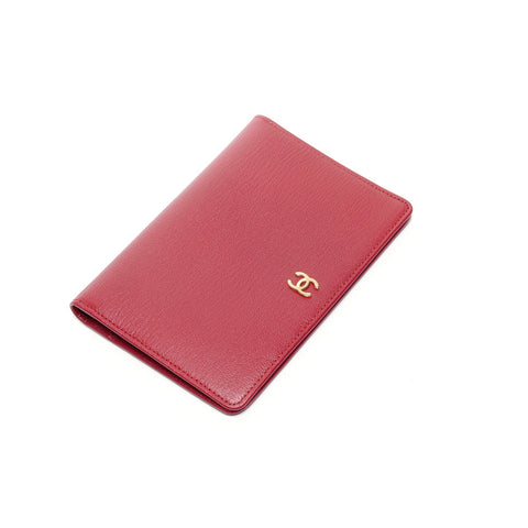 CHANEL No. 6 2000-2002 小牛皮护照套旅行箱 COCO Mark 双折钱包红色 WS24915